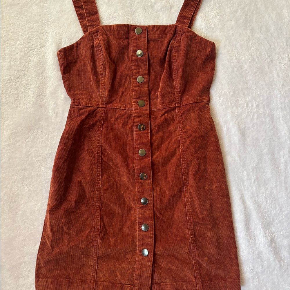Rust Button-Down Denim Dress